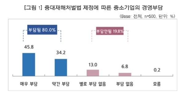 중소기업중앙회 ‘중대재해법 및 산업안전 관련 중소기업 의견조사’ 결과. /중소기업중앙회