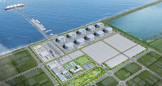 한국가스공사의 충남 당진 액화천연가스(LNG) 기지 1단계 사업 저장탱크 조감도