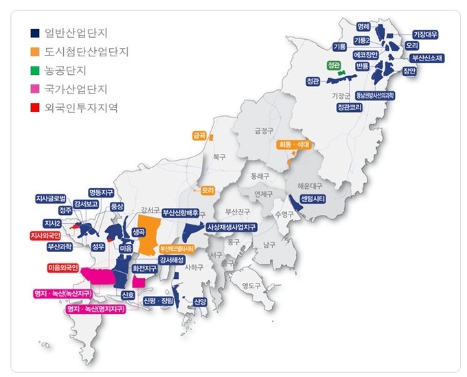 부산산업단지 지원시스템 화면. 